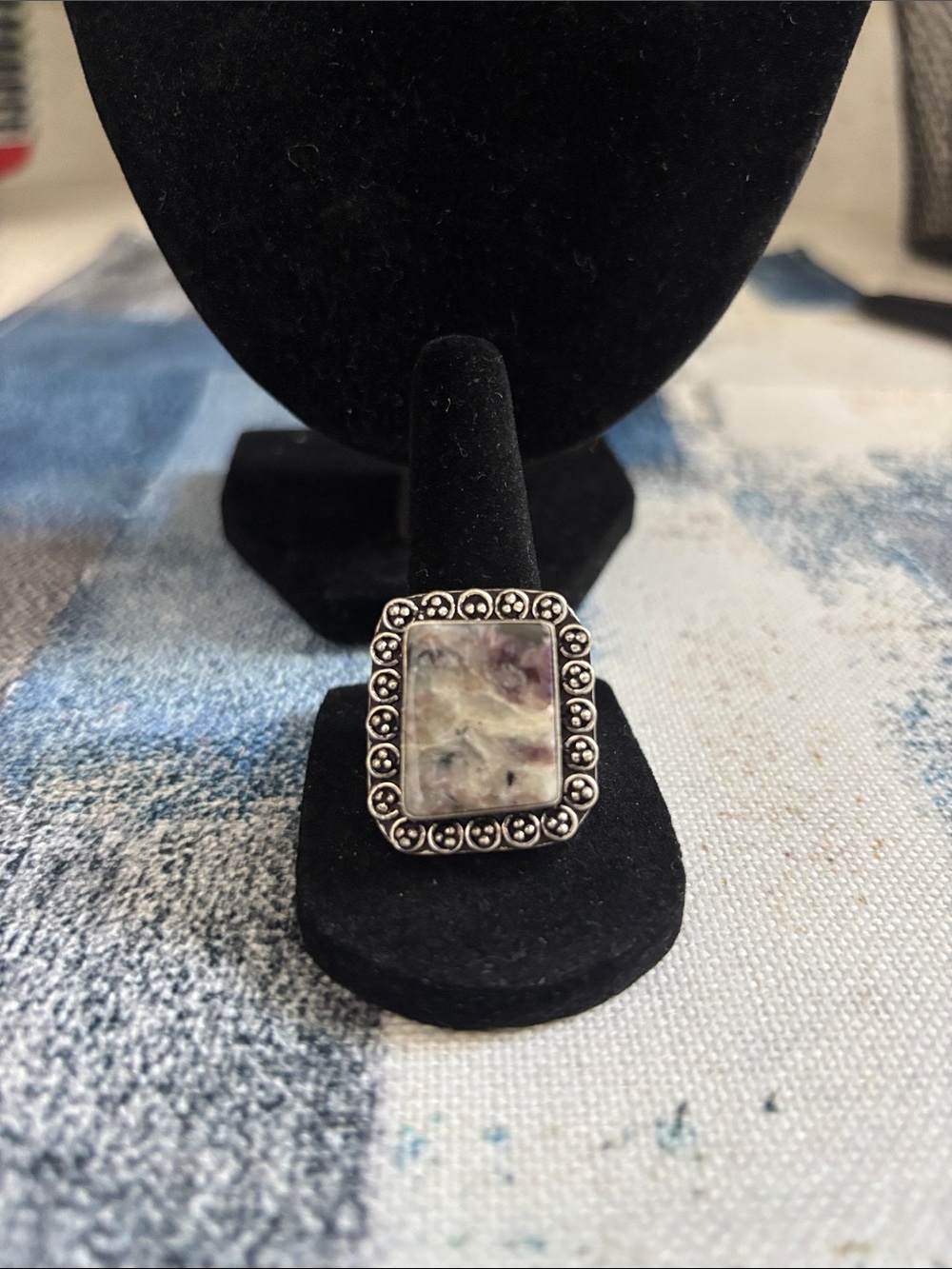 Sterling Silver Charoite Gemstone Ring Size 8